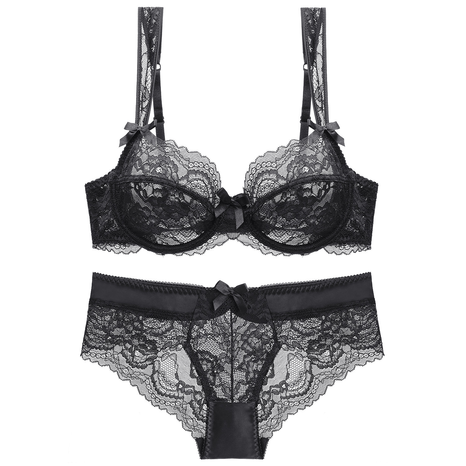 超薄女士透明性感蕾丝内衣文胸套装胸罩