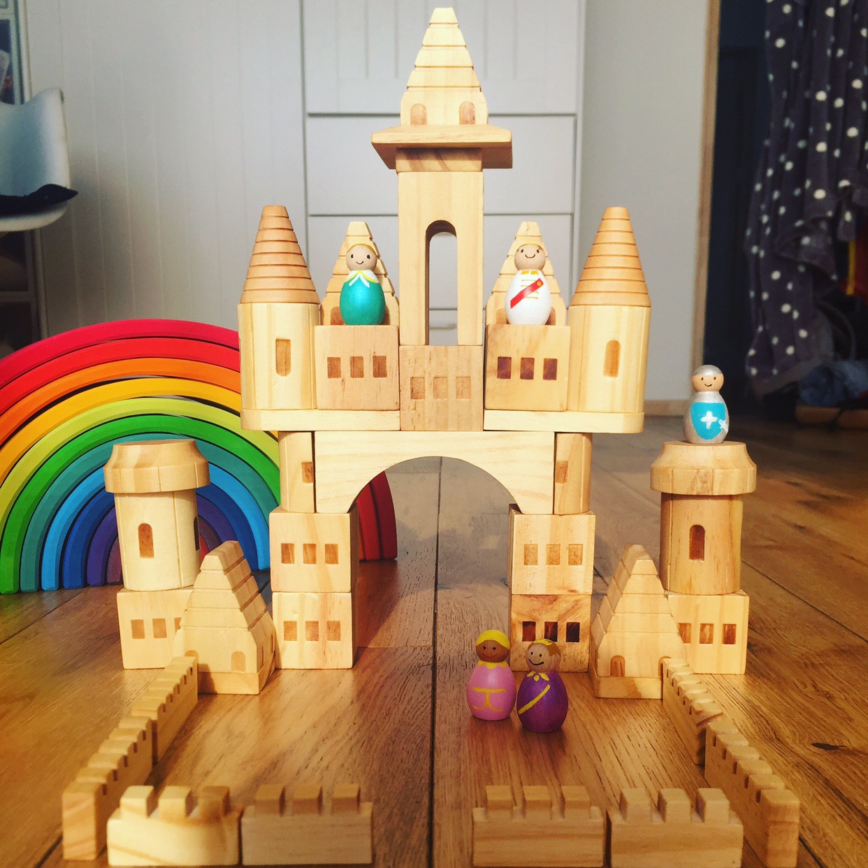 精品城堡积木原木无油漆 大颗粒创意建筑diy锻炼想象力2-6岁礼物