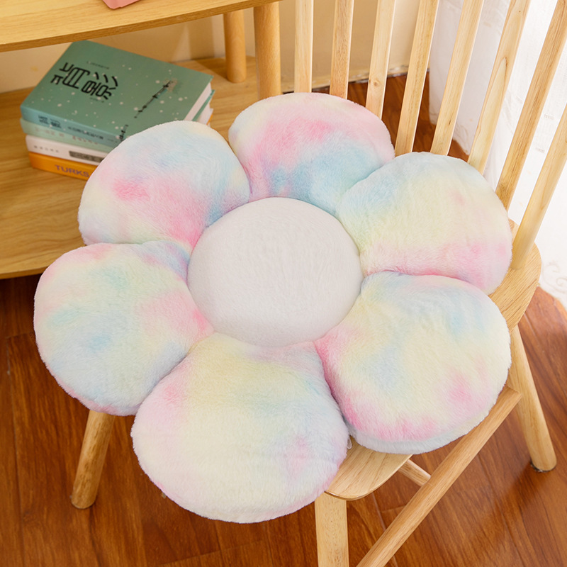 Ins Good-looking Dehaired Angora Crystal Velvet Color Tie-Dyed Petal Flower Cushion Plush Pillow Gifts for Girlfriend Lot