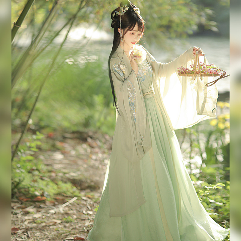 Spring and Summer New Ming-Made Super Ethereal and Flowy Waist-Length Hanfu Cross-Wear Women's Half-Sleeve Collar Shirt Fairy Ancient Style Han Chinese Clothing