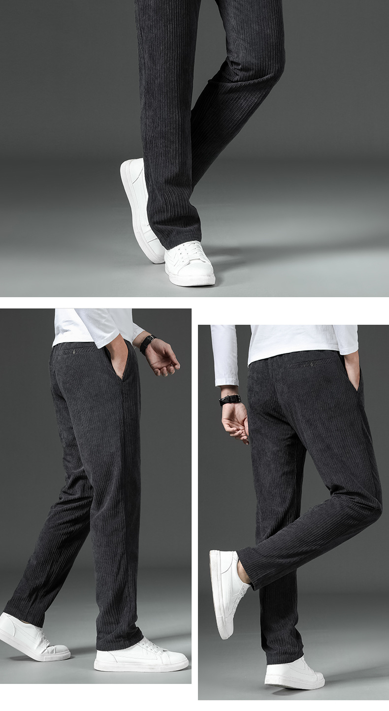 春秋厚款中老年人裤子男松紧腰休闲裤老人男裤宽松爸爸装男士长裤