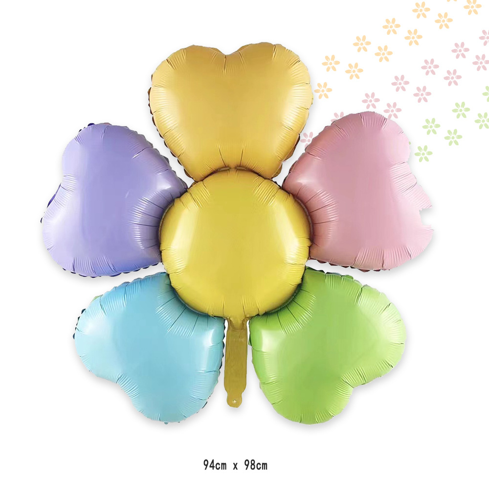 New Colorful Flower Aluminum Balloon Birthday Decorations Arrangement Cute Smiley Bee Five-Petal Flower Daisy Balloon