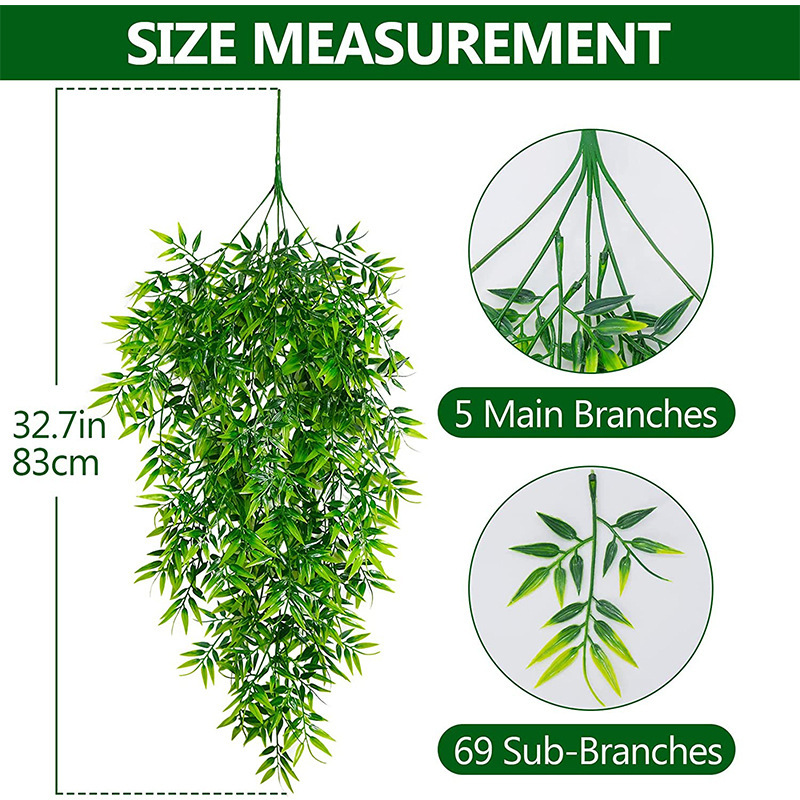 Cross-Border Artificial Wall Hanging Artificial Flower Bamboo Leaf Rattan Fake Green Leaf Vine Home Outdoor Decoration Hanging Plant