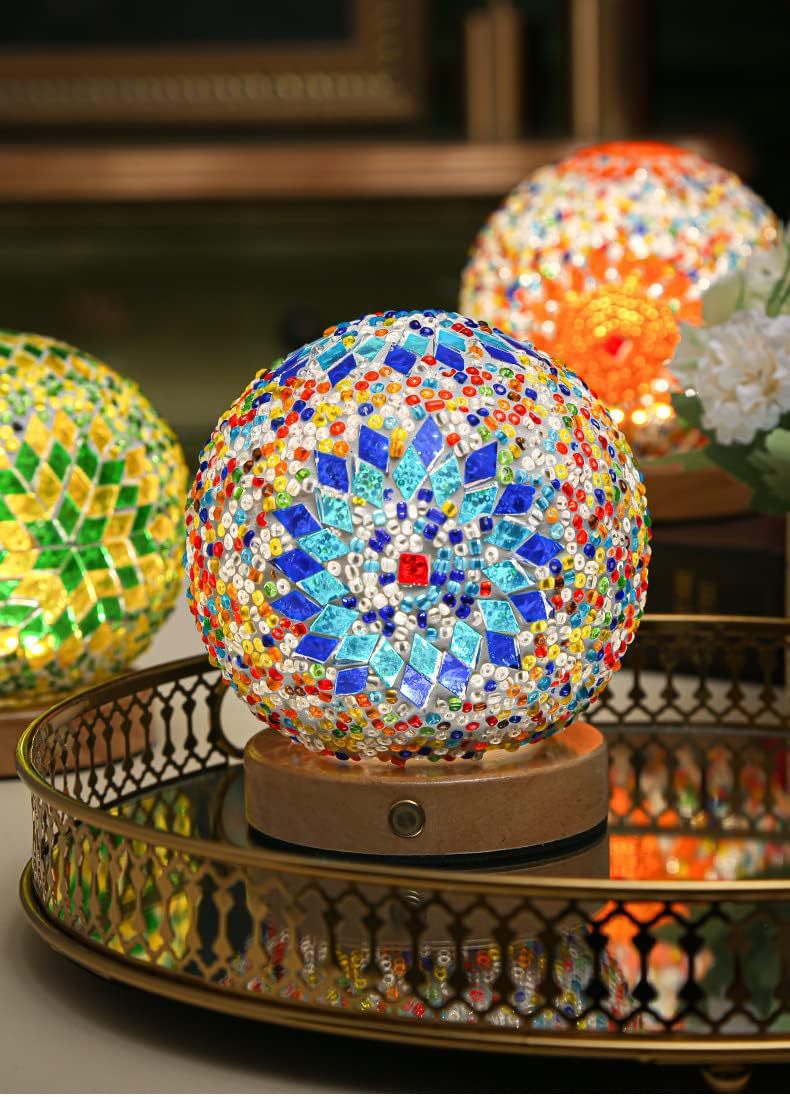 欧式波西米亚马赛克玻璃香薰炉现代家居助眠精油spa烛台装饰摆设