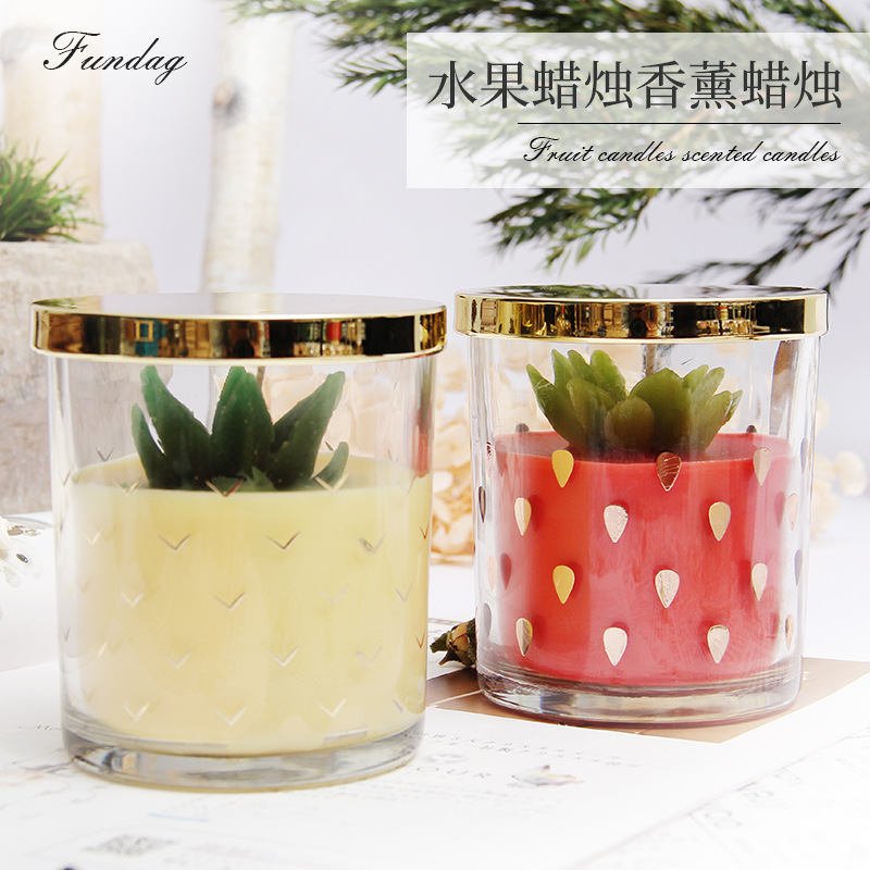 Creative Fruit Glass Aromatherapy Candle Home Deodorant Supplies Hand Gift Smoke-Free Soy Wax Fragrance Candle Cup