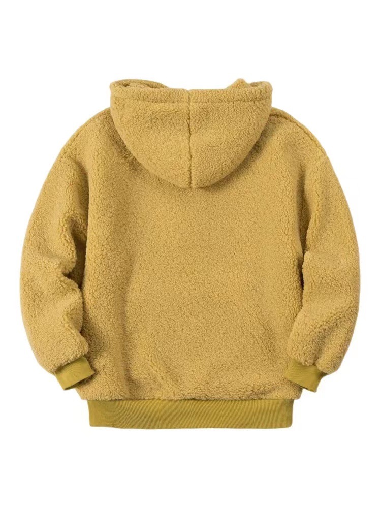 Sweater Customization Processing Autumn and Winter New Embroidery Velvet Thick Hooded Cashmere Hoodie Clothing Factory Direct Sales