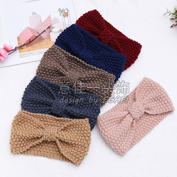 2024 New Online Celebrity Ins Corn Grain Bow Knitted Hair Band Osmanthus Needle Bow Wool Hair