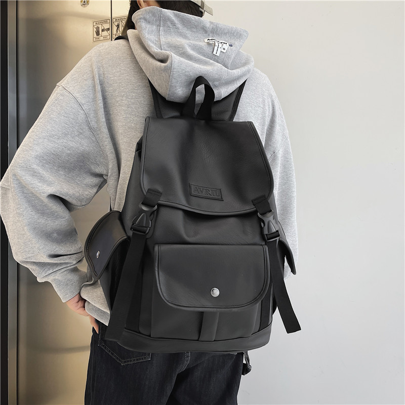 British Style Large Capacity High School Student Bag Men's Fashion Simple Niche Backpack Men's Portable All-Match Flip Backpack