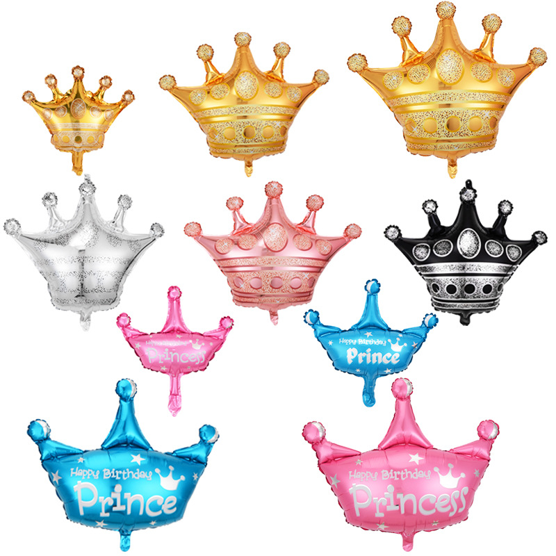 Crown Shape Aluminum Balloon Cartoon Golden Crown Balloon Children's Birthday Party Prince Princess Decorations Arrangement