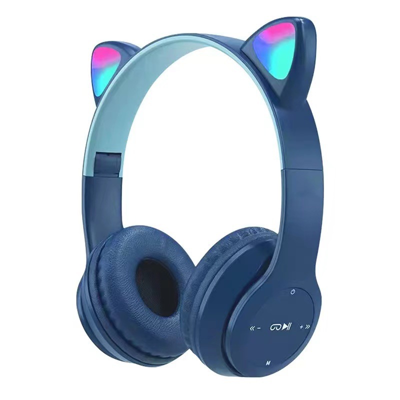 [Hot] Cross-Border P47m Cat Ear Headset Bluetooth Headset Luminous Magic Light Subwoofer Wireless Headset