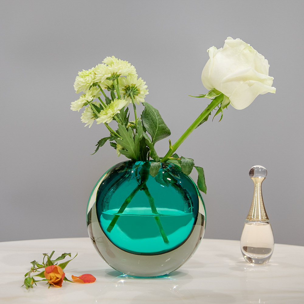 轻奢琉璃花瓶摆件客厅绿植插花迷你花器餐厅玄关创意花卉软装饰品