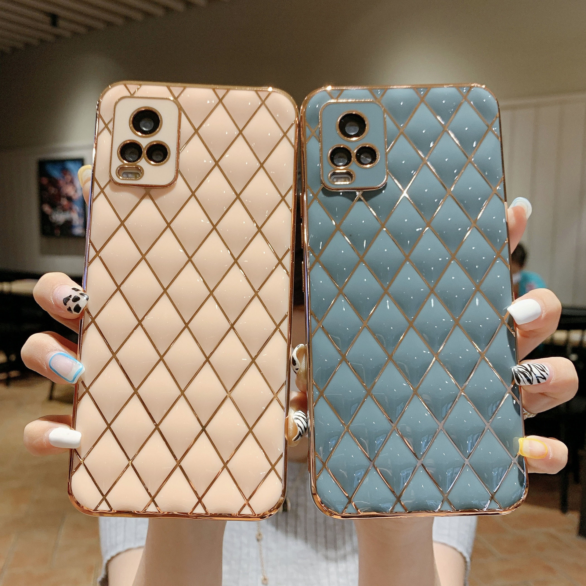 适用vivox60pro电镀小羊皮手机壳s9软tpu精孔s6全包直边s7保护套