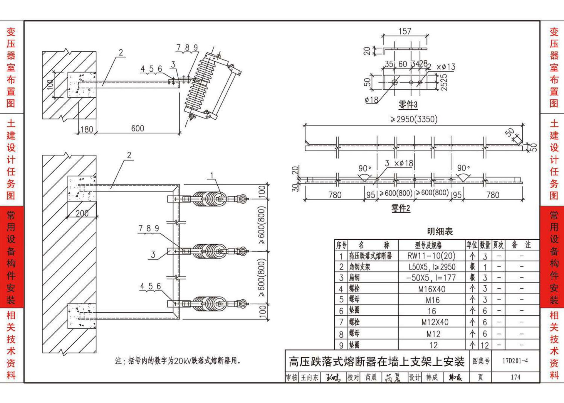 rw111020高压跌落式熔断器在墙上支架上安装p174