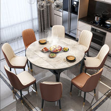 岩板餐桌椅组合现代简约小户型多功能可伸缩圆桌方圆两用吃饭桌子