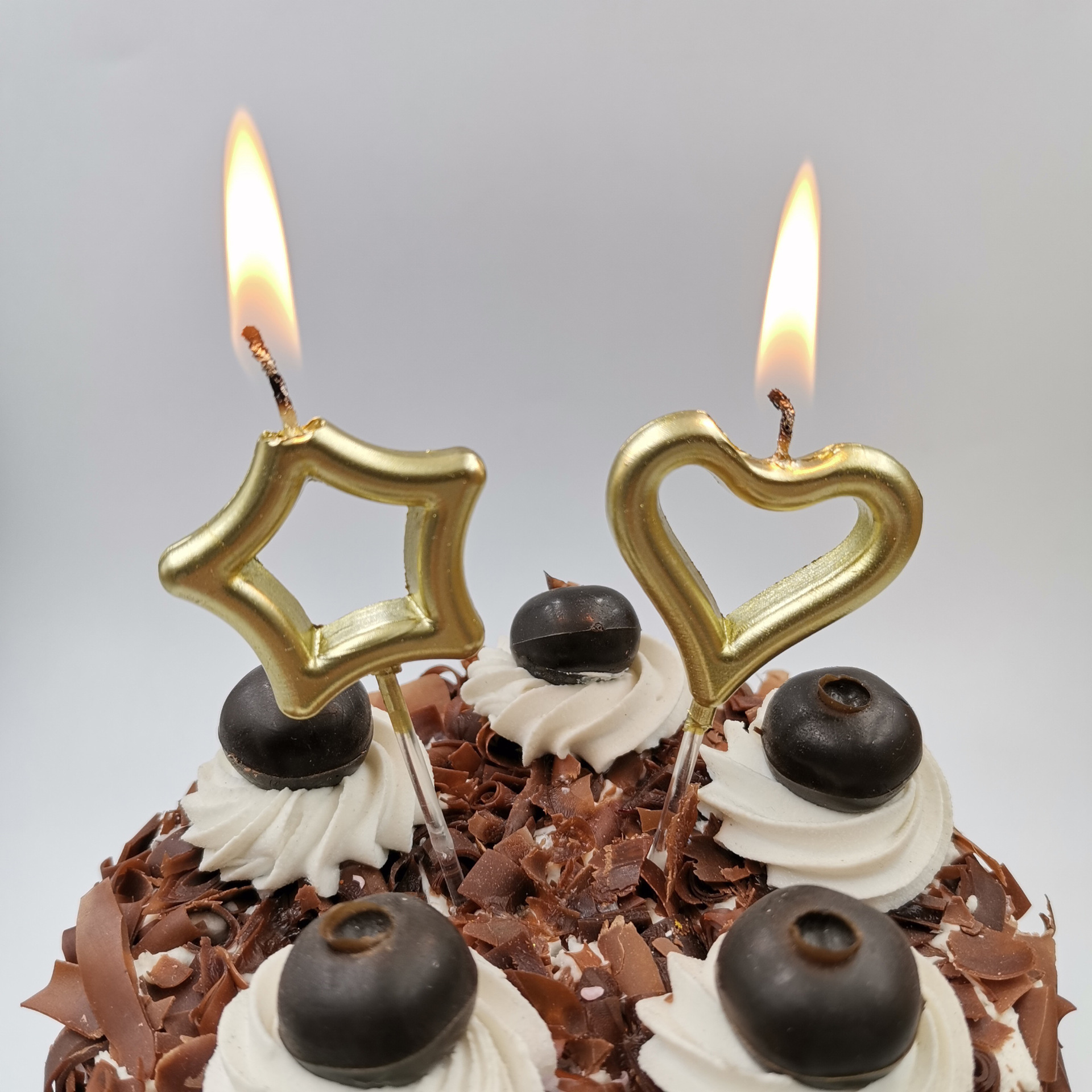 贝尔亮儿童生日蜡烛镀金生日爱心星星创意浪漫烘焙用品生日蜡烛