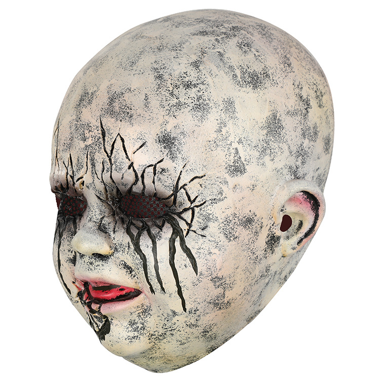 万圣节乳胶面具头套可爱蓝宝宝哭脸娃娃呆萌小孩面具酒吧舞会