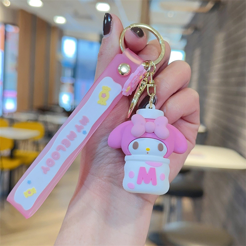 Cartoon Sanrio Family Snack Series Lovely Key Buckle Couple Car Shape School Bag Ornaments Exquisite Gifts Wholesale