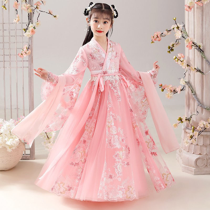 汉服女童粉色小孩子裙子6