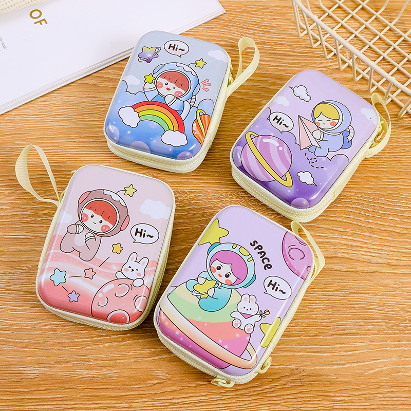 New Tinplate Coin Purse Mini Children's Rectangular Zipper Bag Cartoon Coin Earphone Cable Key Storage Bag