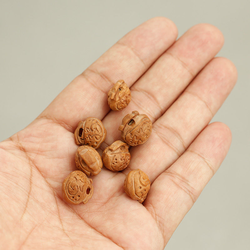 野生龙纹桃核雕刻福锁手工diy文玩配饰散珠工艺品儿童饰品配件