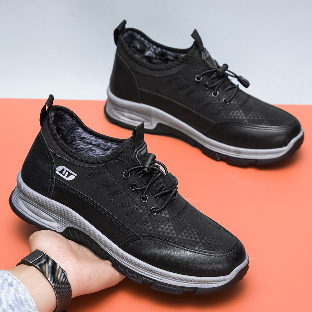 秋冬新款加绒加厚棉鞋男士厚底防滑雪地鞋运动休闲男棉鞋一件代发