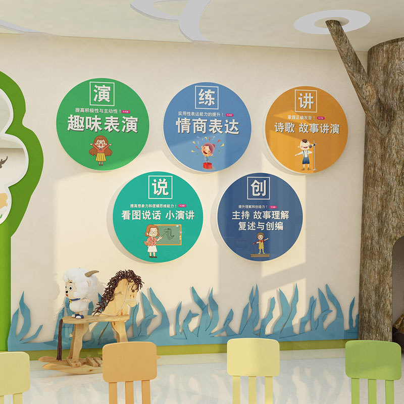 口才教室装饰兴趣班教室墙贴播音小主持人幼儿园语言培训班