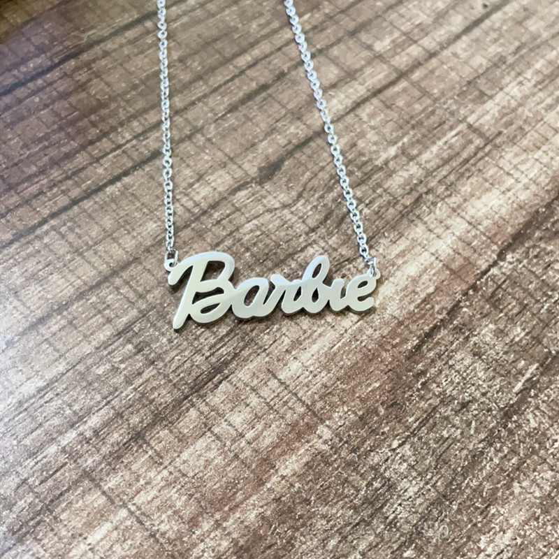 Popular Italic English Barbie Letter Necklace Sweet Hip Hop Clavicle Chain Versatile Personality Steel Ornaments