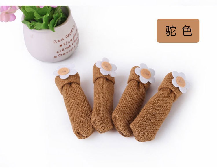 Korean Style Knitted Wool Mats for Table and Chair Legs Table Mats Chair Cover 4 Pieces