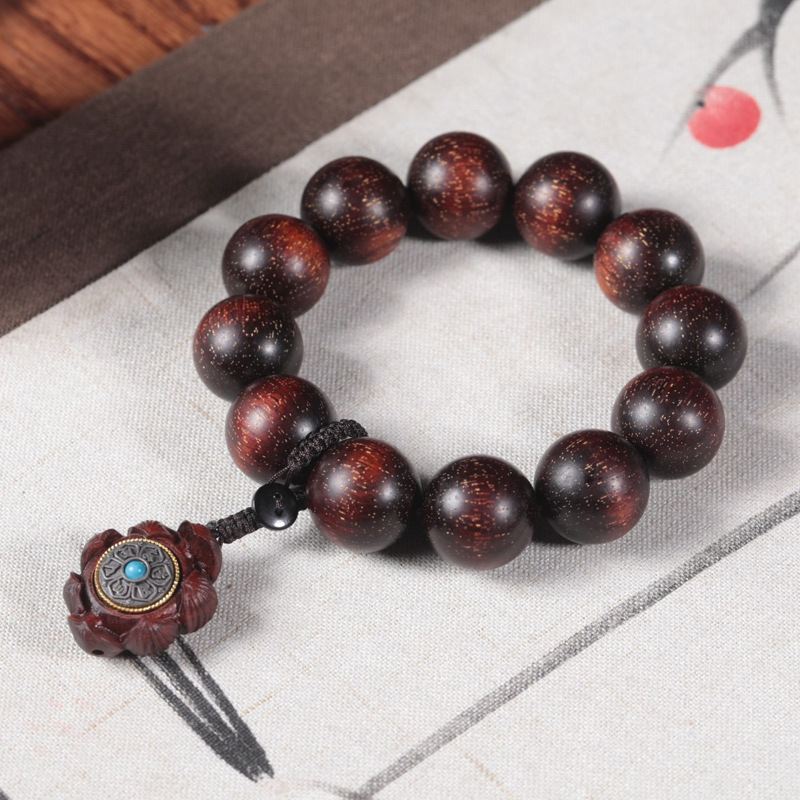 犀牛角紫檀满金星单圈手串diy款2.