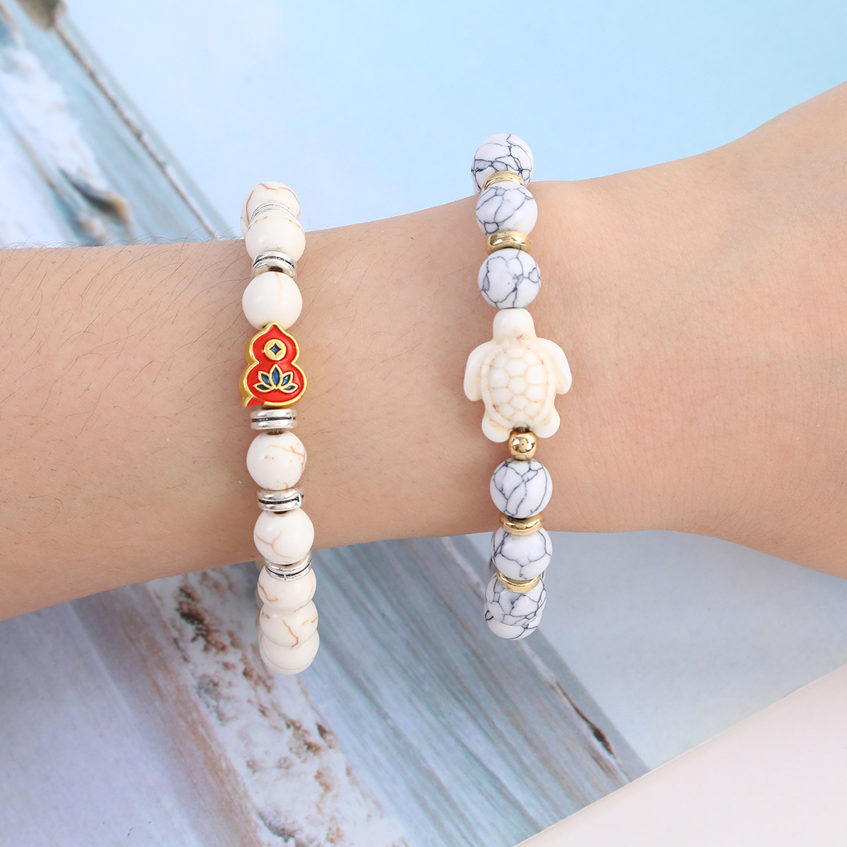 新款复古小葫芦 白色乌龟多件套琉璃串珠手链手串-阿里巴巴