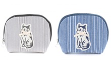 日本原单 kusuguru品牌 新款刺绣猫咪卡包 纸巾包零钱包 刺绣工艺