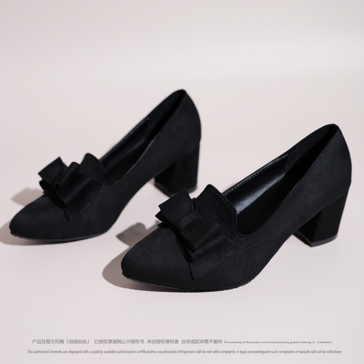 a1091春秋季新款韩版浅口尖头高跟鞋粗跟职业工作鞋黑色中跟-阿里巴巴