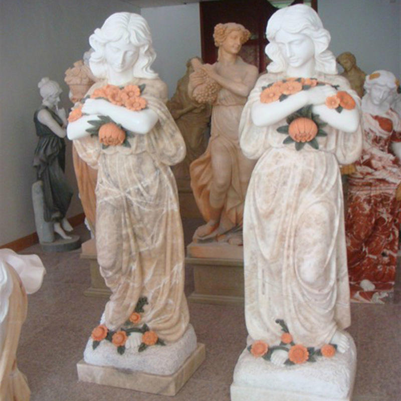 石雕西方人物少女雕塑汉白玉欧式四季女神大理石天使雕像园林摆件