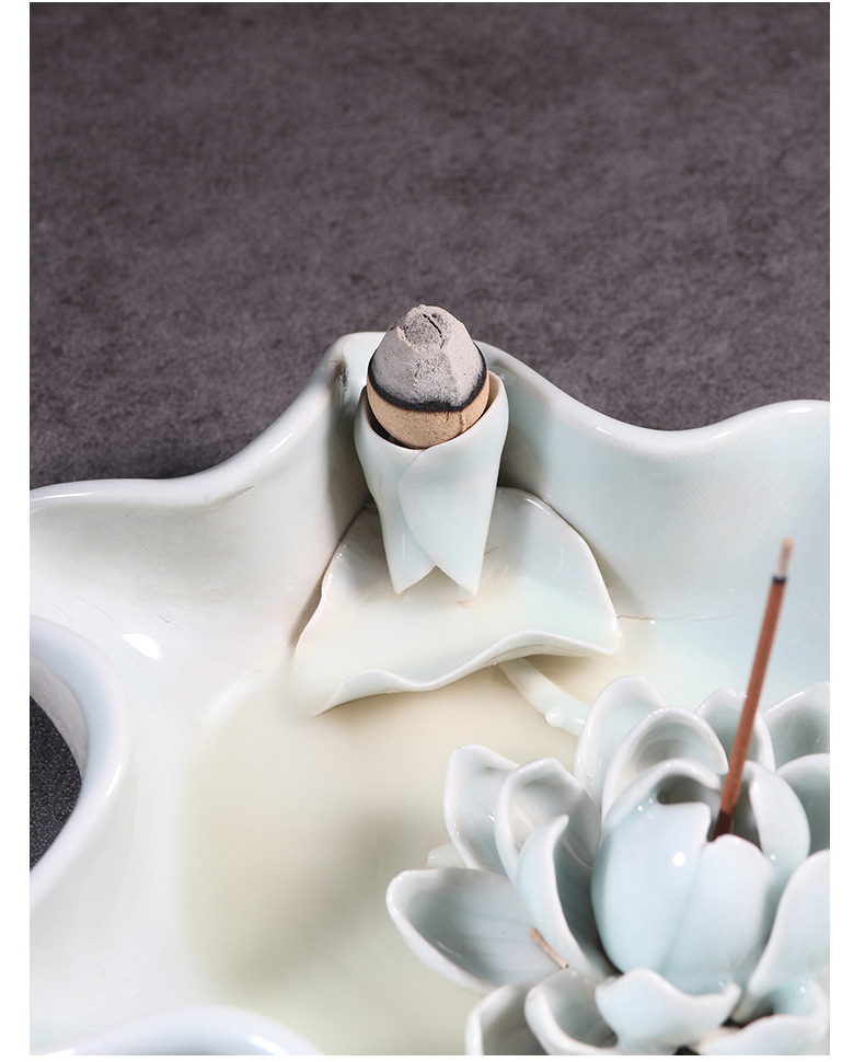 墨瀚轩 景德镇陶瓷莲花香插香炉线香插纯手工荷花香薰炉香座批发