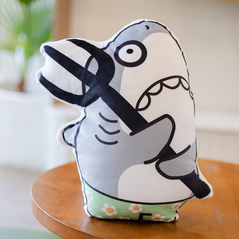 抖音同款网红沙雕毛绒玩具鲨骑马公仔鲨雕搞怪抱枕送男女生日礼物