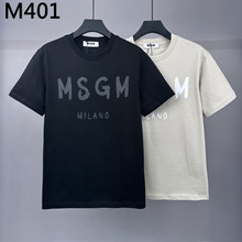M401微阔宽松MSGM新款字母印花短袖T恤男装圆领上衣跨境打底衫T