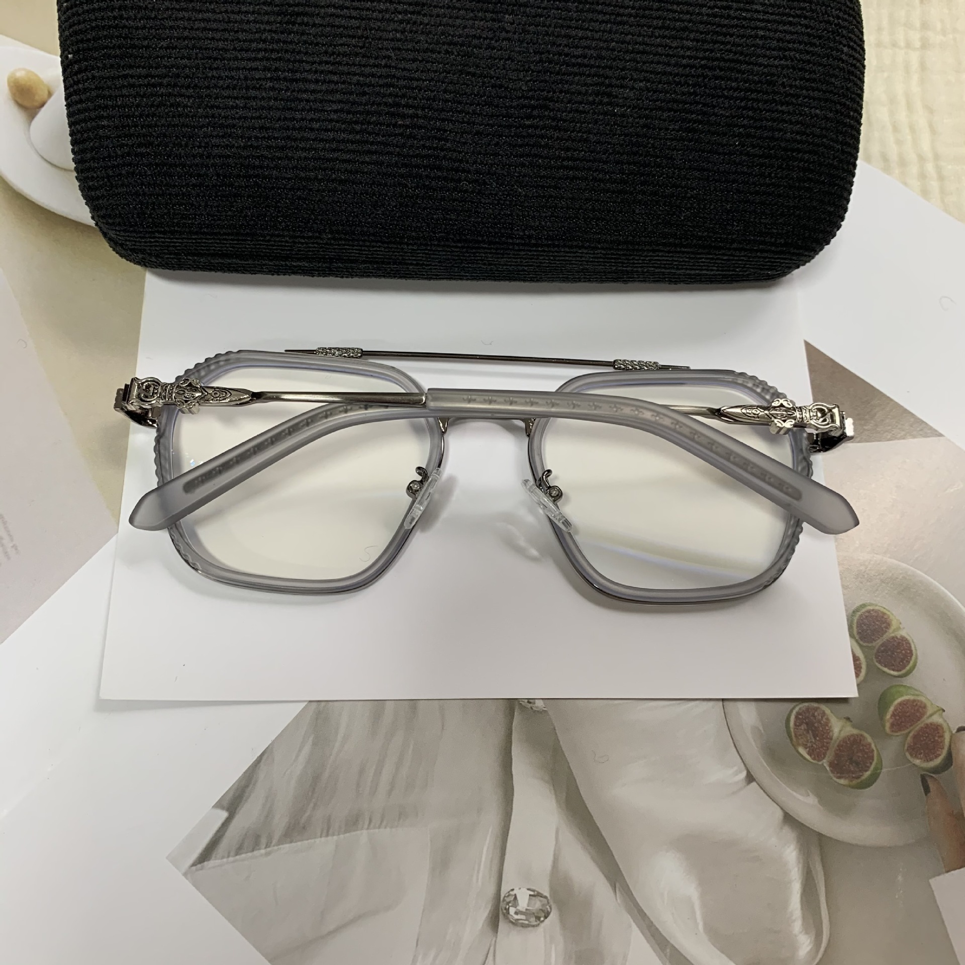 2021新款克罗星复古大框潮流眼镜框男豹花黑色时尚防蓝光近视镜框