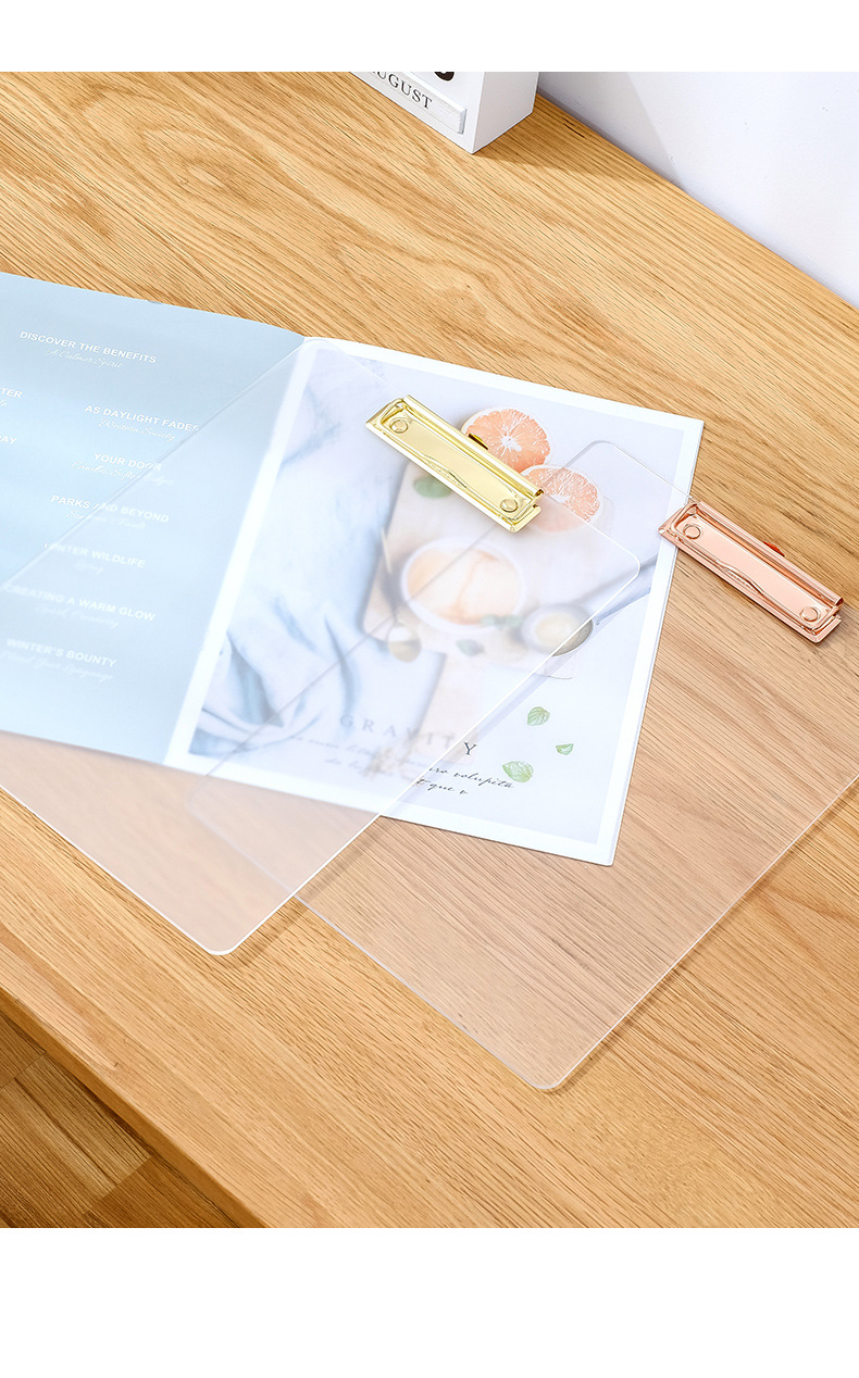 铭强加厚跨境亚克力透明板夹a4书写垫板文件收纳整理夹板文件夹