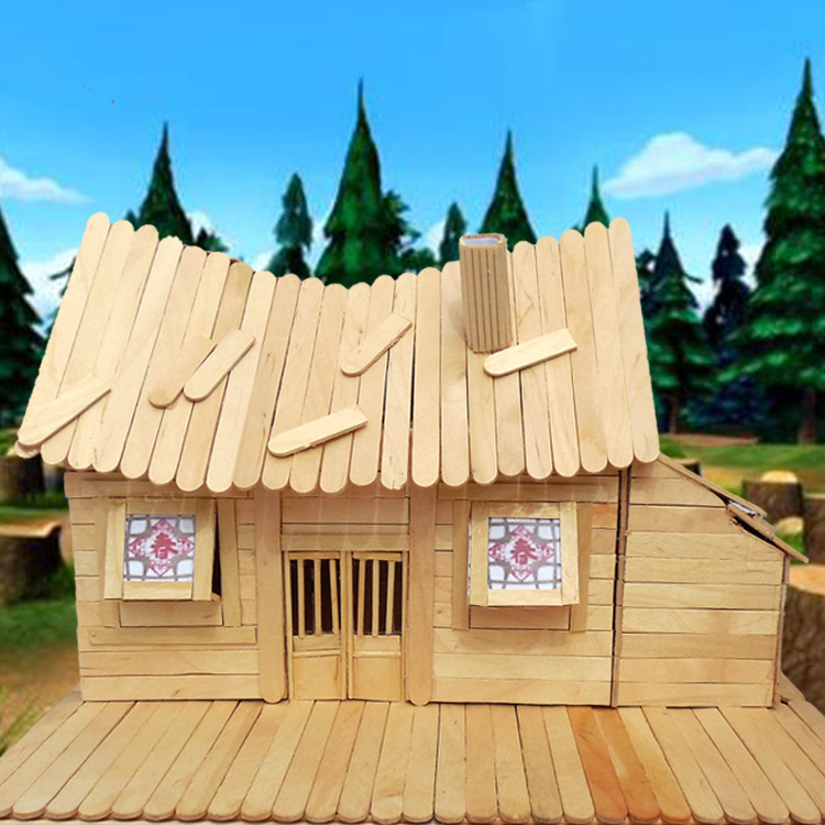 雪糕棒棍木条diy手工制作房子建筑模型材料冰棒棍棒别墅拼装玩具