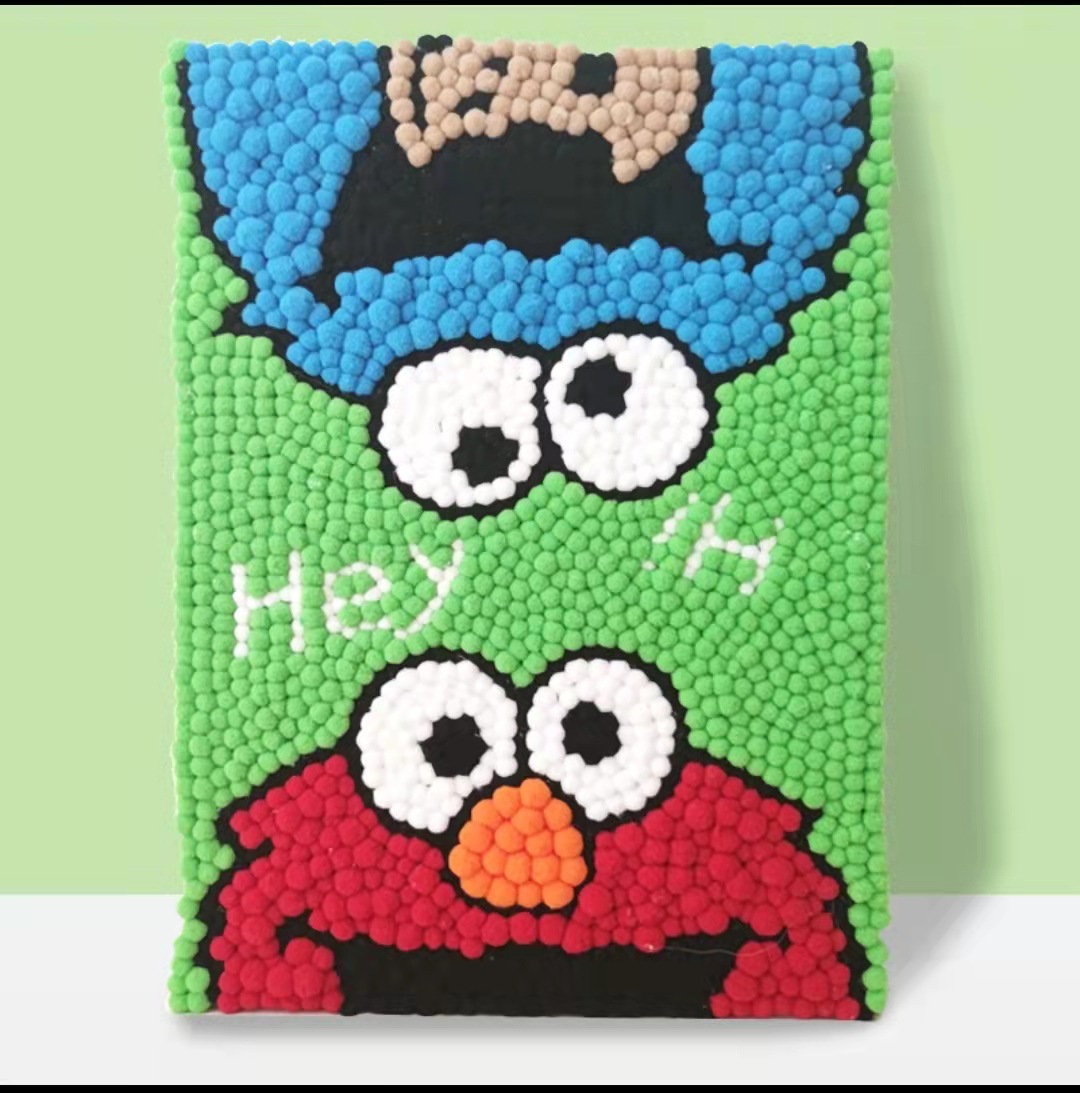 卡通创意毛球画diy手工粘画儿童公主材料包绘本手工材料包小红书