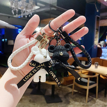 小熊树脂毛线熊钥匙链可爱创意包包钥匙圈钥匙挂件公仔挂饰钥匙扣