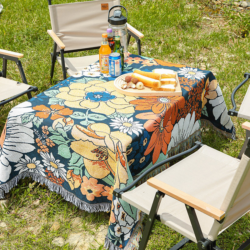 跨境供应网红户外露营野餐毯桌布垫家居沙发巾ins出口装饰毯盖毯