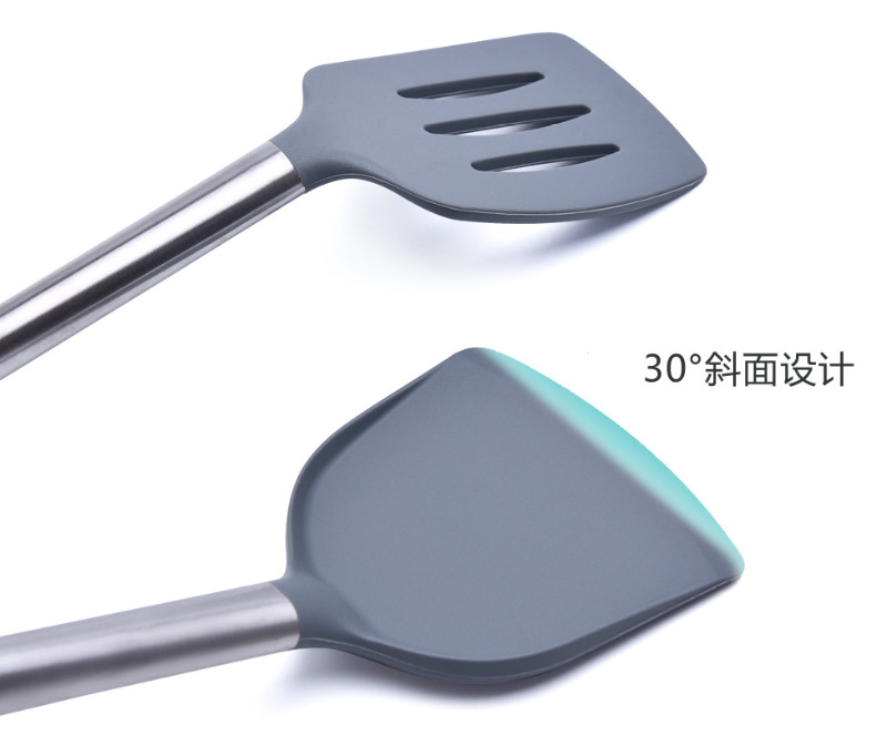 Stainless Steel Handle Silicone Kitchenware Non-Stick Pan Cooking Spoon and Shovel