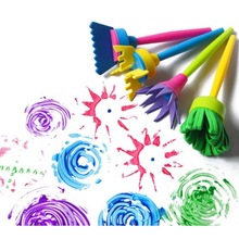 eva扫把头4件套花形旋转绘画海绵刷 幼儿园绘画涂鸦DIY工具批发