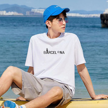 男士短袖T恤正肩个性设计感字母印花夏季男士韩版休闲显瘦上衣