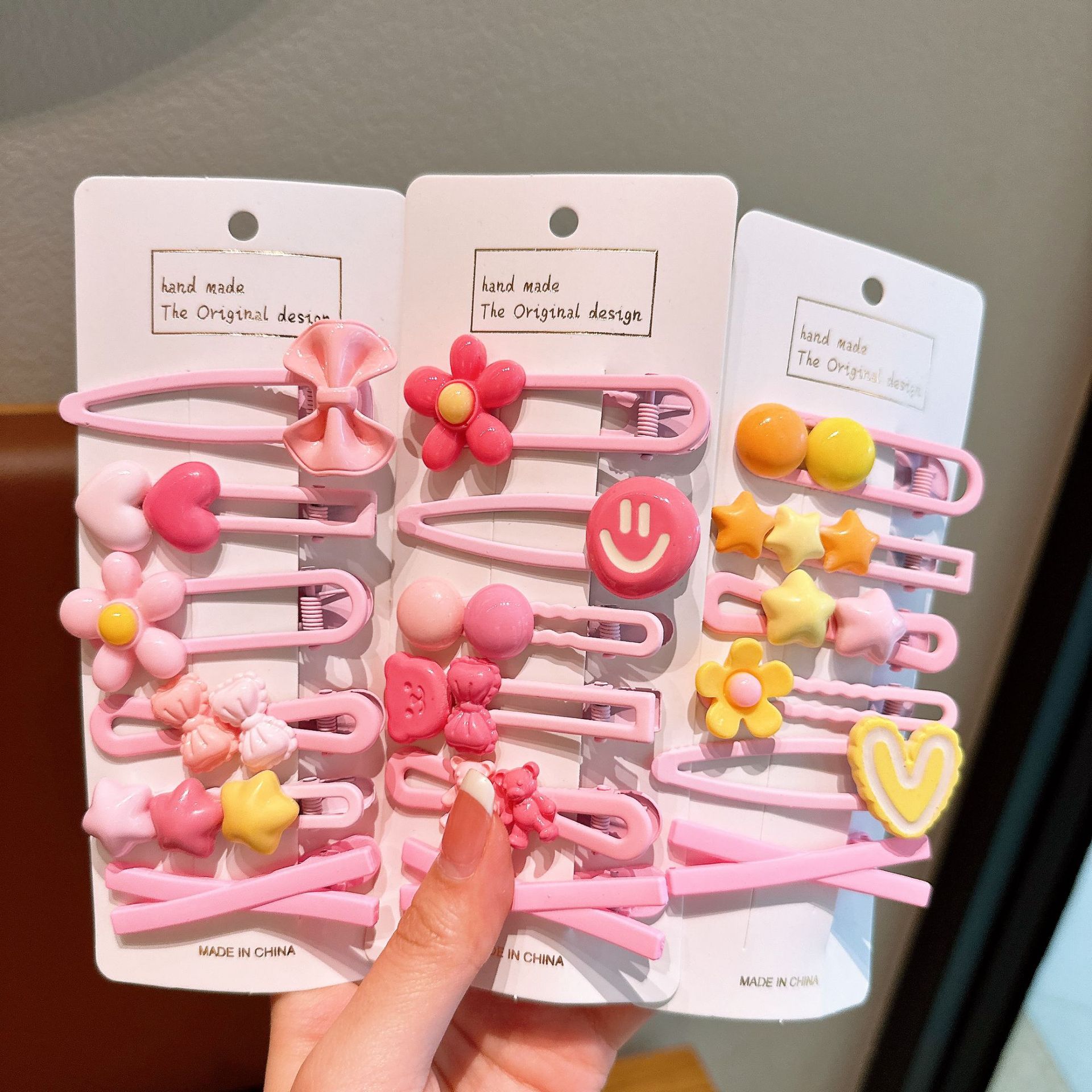 粉色系儿童甜美花朵发夹头饰女童碎发发卡前额刘海夹侧边夹子发饰