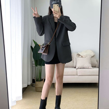 设计感灰色西装外套女2024秋季新款韩版宽松复古休闲显瘦西服