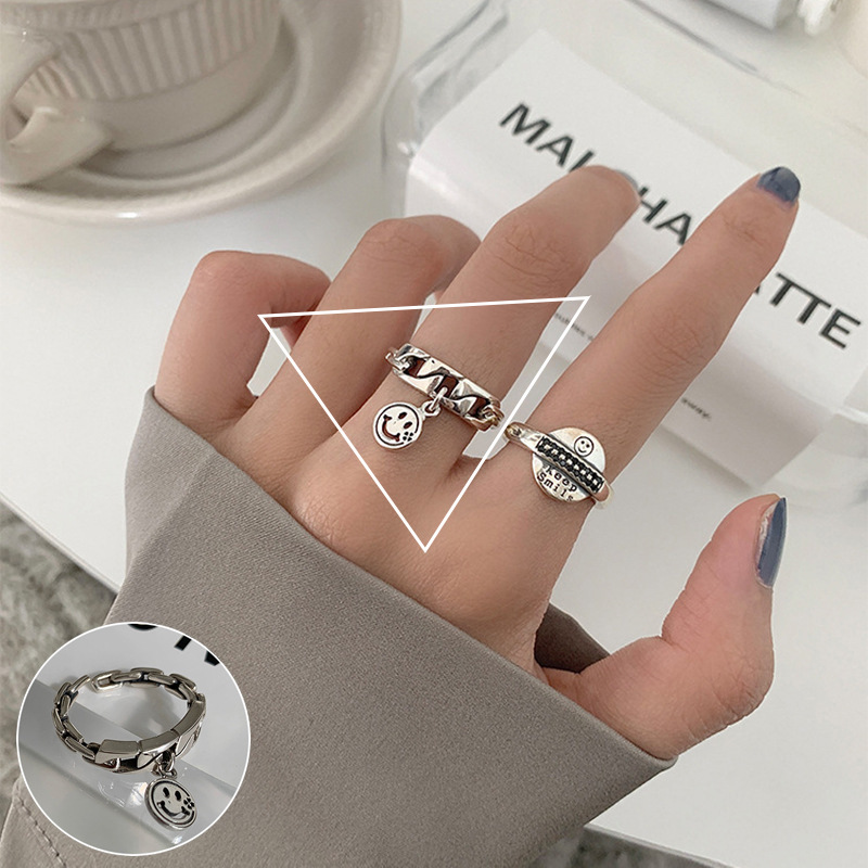 Retro Personalized Feather Ring Female European and American Exaggerated Ginkgo Leaf Ring Korean Internet Celebrity S925 Silver Index Finger Ring Fashion