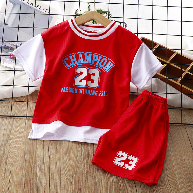 Children's Ball Uniform Suit Medium and Large Children's Sportswear Boys and Girls Casual Summer Wear Quick Drying Clothes Summer Baby Two-Piece Suit