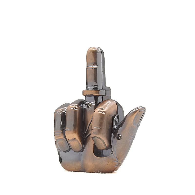 带音乐搞怪创意手指竖中指国际手势充气防风打火机 树脂材质跨境